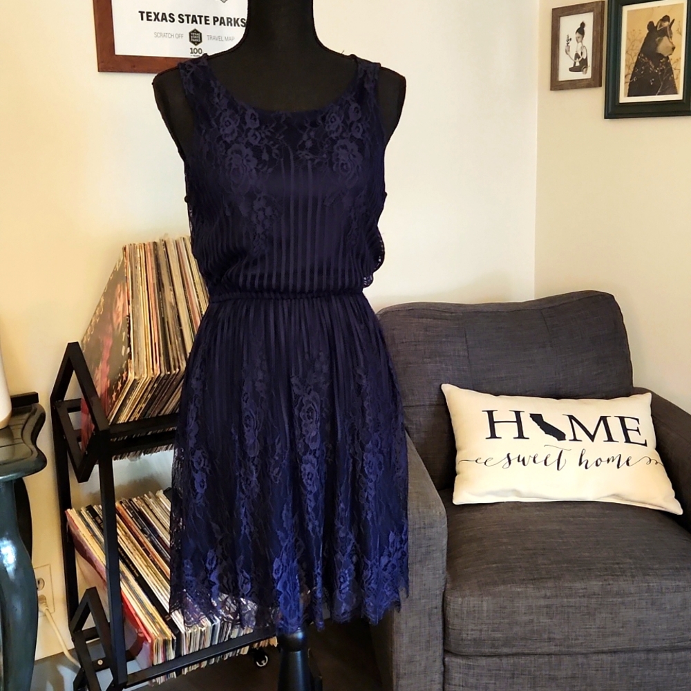 Xhilaration Navy Blue Lace Dress Small